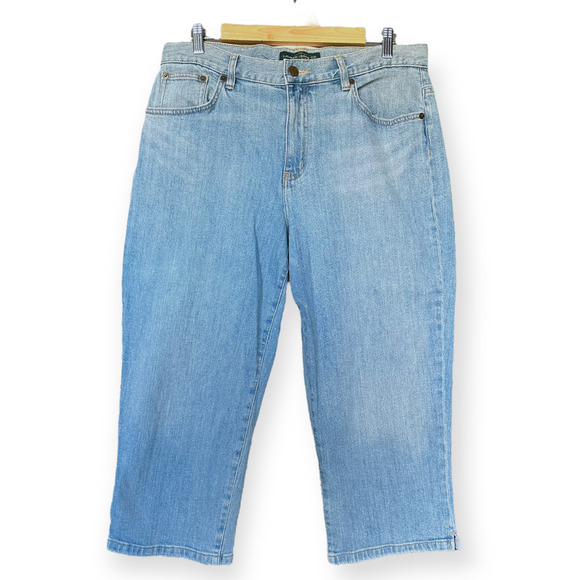 LAUREN RALPH LAUREN Slim Capri Jeans Denim Skinny Light Wash Flat Front Size 12 - Picture 2 of 9